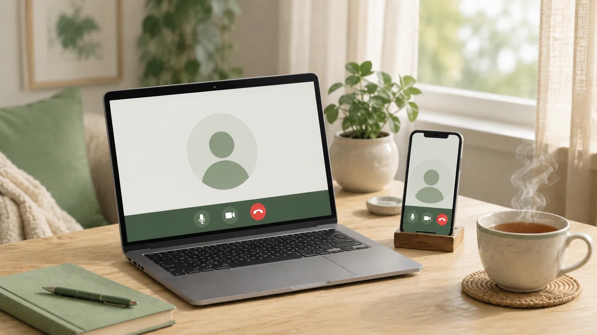 Terapia online para ansiedade em sessão por videochamada, no notebook e no celular